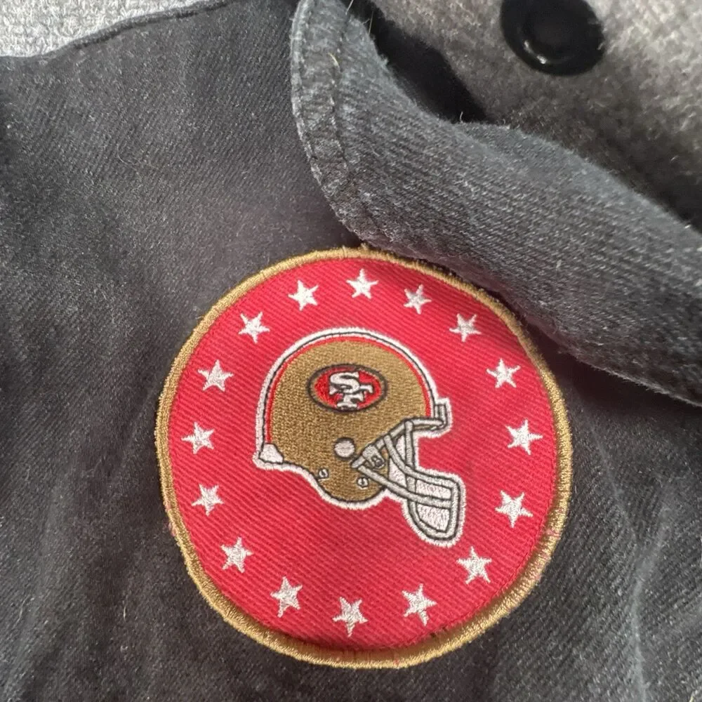 Vintage G-III Carl Banks NFL San Francisco 49ers Distressed Denim Vest Jacket M